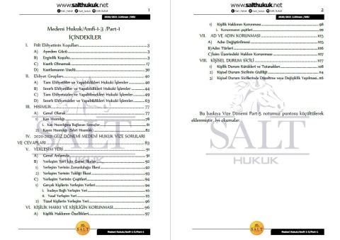 Medeni Hukuk Amfi 1 2. Dönem Not Seti (2020-2021)-DEÜ-Konu Anlatım Kitapçığı