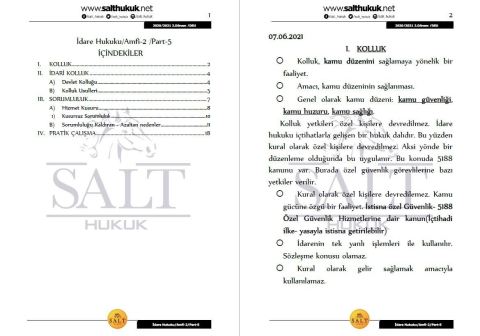 İdare Hukuku Amfi 2 2. Dönem Not Seti (2020-2021)-DEÜ-Konu Anlatım Kitapçığı