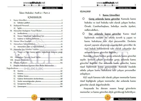 İdare Hukuku Amfi 2 2. Dönem Not Seti (2020-2021)-DEÜ-Konu Anlatım Kitapçığı