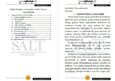 Hukuk Felsefesi Amfi 1 2. Dönem Not Seti (2020-2021)-DEÜ-Konu Anlatım Kitapçığı
