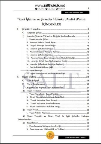 Ticaret İşletme ve Şirketler Hukuku Amfi 1 2. Dönem Not Seti (2020-2021)-DEÜ-Konu Anlatım Kitapçığı