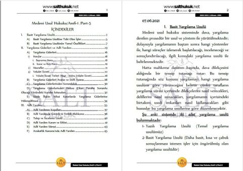Medeni Usul Hukuku Amfi 1 2. Dönem Not Seti (2020-2021)-DEÜ-Konu Anlatım Kitapçığı