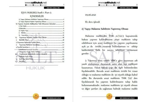 Eşya Hukuku Amfi 1 2. Dönem Not Seti (2020-2021)-DEÜ-Konu Anlatım Kitapçığı