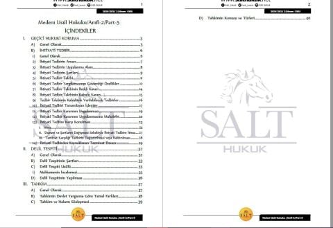 Medeni Usul Hukuku Amfi 2 2. Dönem Not Seti (2020-2021)-DEÜ-Konu Anlatım Kitapçığı