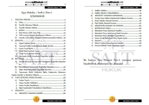 Eşya Hukuku Amfi 2 2. Dönem Not Seti (2020-2021)-DEÜ-Konu Anlatım Kitapçığı