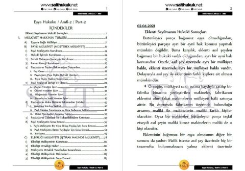Eşya Hukuku Amfi 2 2. Dönem Not Seti (2020-2021)-DEÜ-Konu Anlatım Kitapçığı