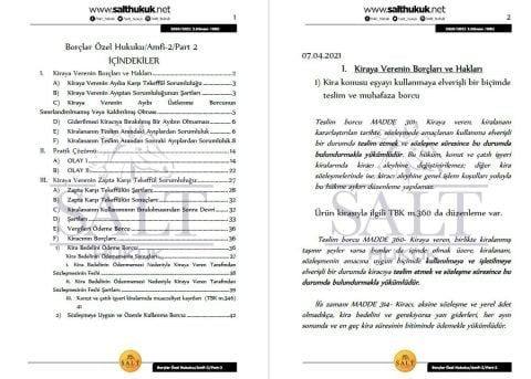 Borçlar Özel Hukuku Amfi 2 2. Dönem Not Seti (2020-2021)-DEÜ-Konu Anlatım Kitapçığı