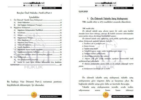 Borçlar Özel Hukuku Amfi 2 2. Dönem Not Seti (2020-2021)-DEÜ-Konu Anlatım Kitapçığı
