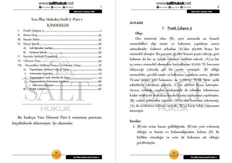 İcra ve İflas Hukuku Amfi 2 2. Dönem Not Seti (2020-2021)-DEÜ-Konu Anlatım Kitapçığı