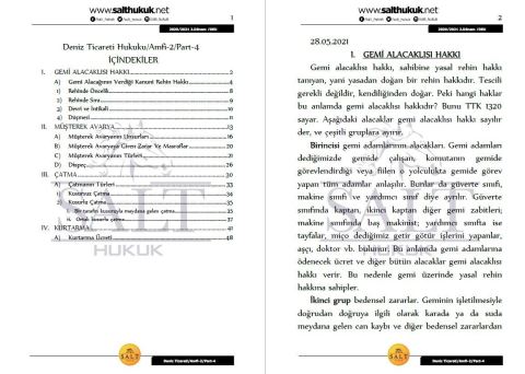 Deniz Ticaret Hukuku Amfi 2 2. Dönem Not Seti (2020-2021)-DEÜ-Konu Anlatım Kitapçığı