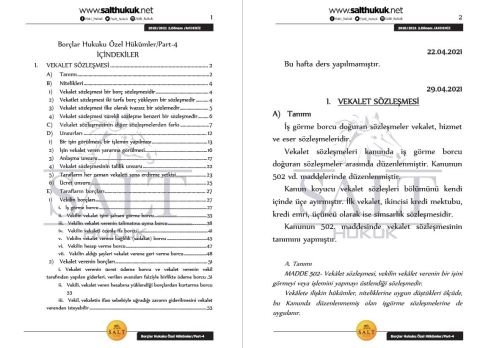Borçlar Özel Hukuku 2. Dönem Part-4 (2020-2021)-AKHF-Konu Anlatım Kitapçığı