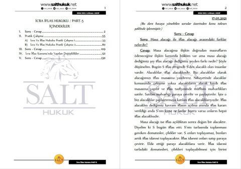 İcra ve İflas Hukuku 2. Dönem Part-5 (2020-2021)-AKHF-Konu Anlatım Kitapçığı