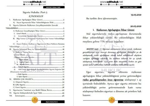 Deniz Ticaret Sigorta 2. Dönem Part-5 (2020-2021)-AKHF-Konu Anlatım Kitapçığı
