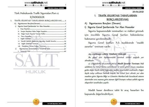 Türk Hukukunda Trafik Sigortaları 2.Dönem Part-4 (2020-2021)-AKHF-Konu Anlatım Kitapçığı