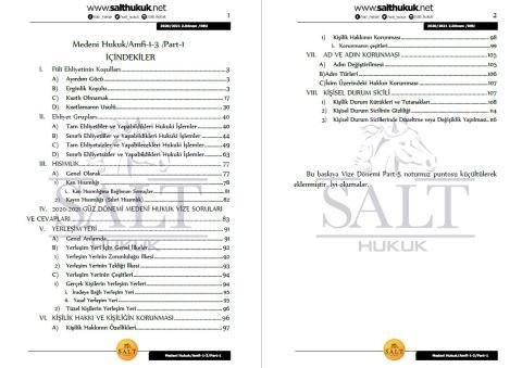 Medeni Hukuk Amfi 1 2. Dönem Part-1 (2020-2021)-DEÜ-Konu Anlatım Kitapçığı