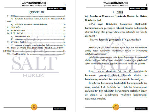REKABET HUKUKU TÜM KONULAR PART-1-Konu Anlatım Kitapçığı