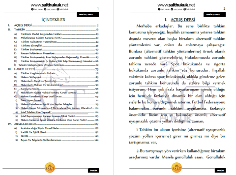 TAHKİM VE ALTERNATİF UYUŞMAZLIK ÇÖZÜM YOLLARI TÜM KONULAR PART-1-Konu Anlatım Kitapçığı