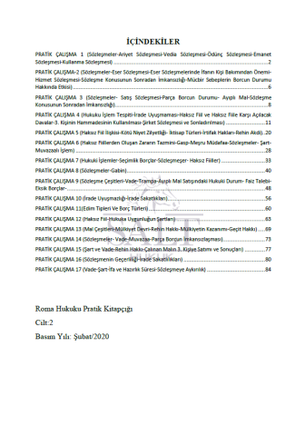 Roma Hukuku Konu Anlatımlı ve Çözümlü Pratik Çalışma Cilt-2-Konu Anlatım Kitapçığı