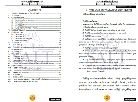 TEBLİGAT HUKUKU TÜM KONULAR PART-2-Konu Anlatım Kitapçığı