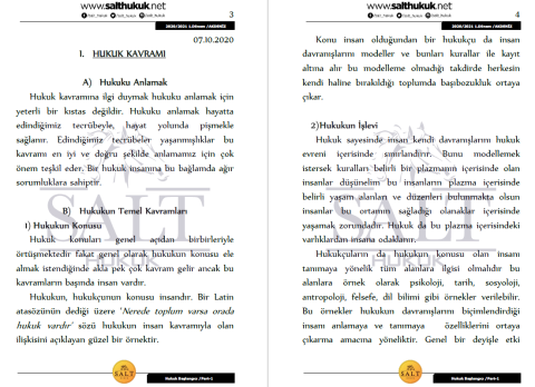 Hukuk Başlangıcı 1. Dönem Part-1 (2020-2021)-AKHF-Konu Anlatım Kitapçığı