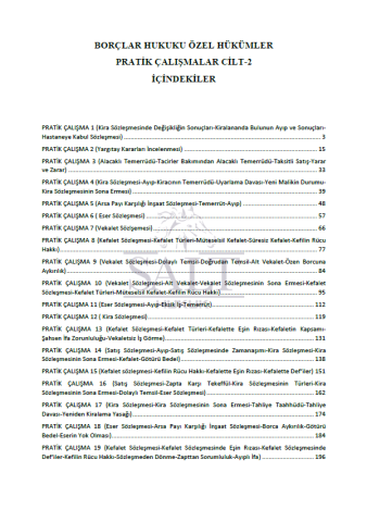 Borçlar Hukuku (Özel Borç İlişkileri) Konu Anlatımlı ve Çözümlü Pratik Çalışmalar Cilt-2