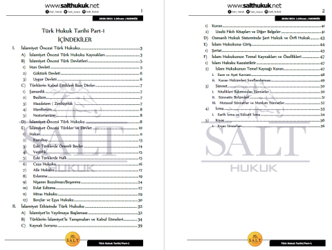 Türk Hukuk Tarihi 1. Dönem Part-1 (2020-2021)-AKHF-Konu Anlatım Kitapçığı