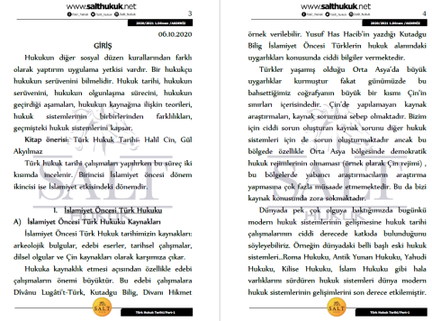 Türk Hukuk Tarihi 1. Dönem Part-1 (2020-2021)-AKHF-Konu Anlatım Kitapçığı