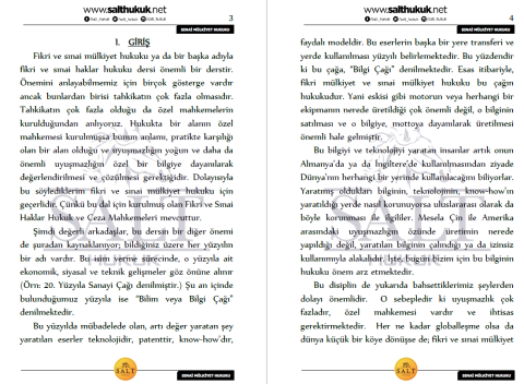SINAİ MÜLKİYET HUKUKU TÜM KONULAR-Konu Anlatım Kitapçığı