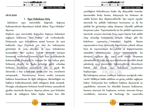 Eşya Hukuku 1. Dönem Part-1 (2020-2021)-AKHF-Konu Anlatım Kitapçığı