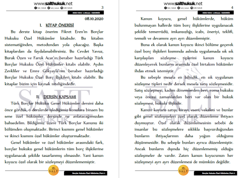 Borçlar Özel Hukuku 1. Dönem Part-1 (2020-2021)-AKHF-Konu Anlatım Kitapçığı