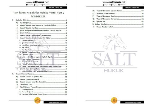 Ticaret İşletme ve Şirketler Hukuku Amfi 1 2. Dönem Part-2 (2020-2021)-DEÜ-Konu Anlatım Kitapçığı
