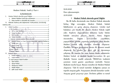 Medeni Hukuk Amfi 2 1. Dönem Part-1 (2020-2021)-DEÜ-Konu Anlatım Kitapçığı