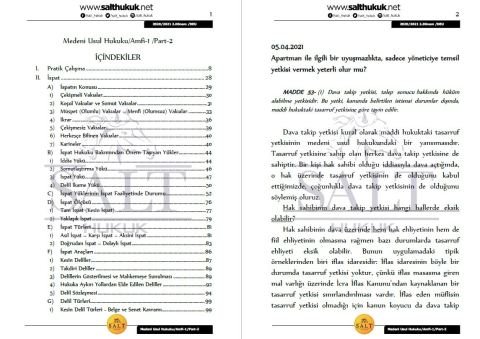 Medeni Usul Hukuku Amfi 1 2. Dönem Part-2 (2020-2021)-DEÜ-Konu Anlatım Kitapçığı