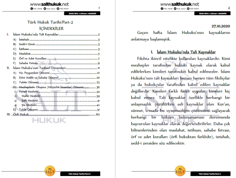 Türk Hukuk Tarihi 1. Dönem Part-2 (2020-2021)-AKHF-Konu Anlatım Kitapçığı