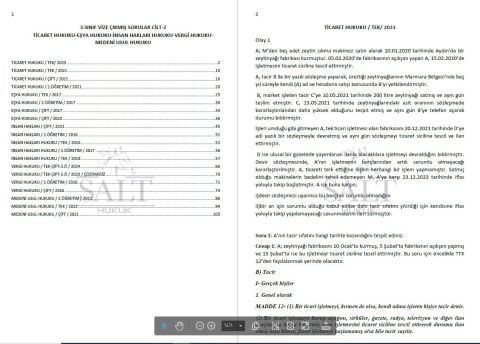 3.SINIF VİZE ÇIKMIŞ SORULAR CİLT-2 (TİCARET HUKUKU-EŞYA HUKUKU-İNSAN HAKLARI HUKUKU-VERGİ HUKUKU-MEDENİ USUL HUKUKU)