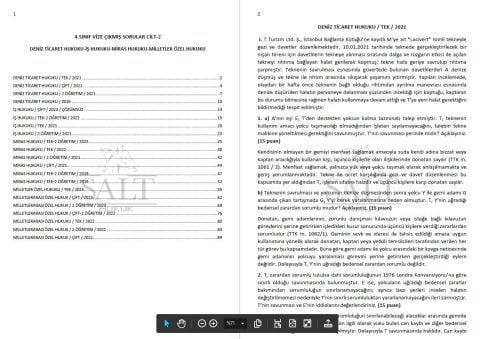 4.SINIF VİZE ÇIKMIŞ SORULAR CİLT-2 (DENİZ TİCARET HUKUKU-İŞ HUKUKU-MİRAS HUKUKU-MİLLETLER ÖZEL HUKUKU)