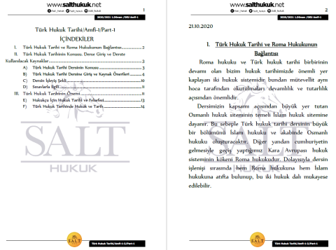 Türk Hukuk Tarihi Amfi 1-2 1. Dönem Part-1 (2020-2021)-DEÜ-Konu Anlatım Kitapçığı