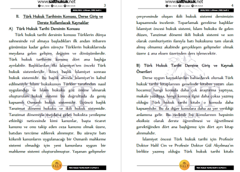 Türk Hukuk Tarihi Amfi 1-2 1. Dönem Part-1 (2020-2021)-DEÜ-Konu Anlatım Kitapçığı