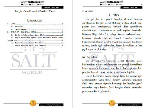 Borçlar Genel Hukuku Amfi 1-2 1. Dönem Part-1 (2020-2021)-DEÜ-Konu Anlatım Kitapçığı