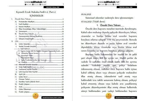 Kıymetli Evrak ve Sigorta Amfi 1-2 2. Dönem Part-2 (2020-2021)-DEÜ-Konu Anlatım Kitapçığı