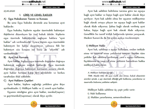 Eşya Hukuku Amfi 1 1. Dönem Part-1 (2020-2021)-DEÜ-Konu Anlatım Kitapçığı