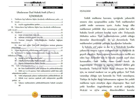 Milletler Özel Hukuku Amfi 2 2. Dönem Part-2 (2020-2021)-DEÜ-Konu Anlatım Kitapçığı