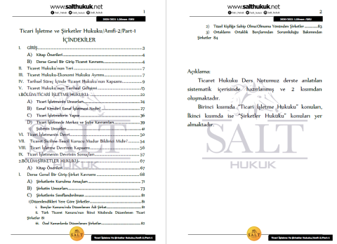 Ticaret İşletme ve Şirketler Hukuku Amfi 2 1. Dönem Part-1 (2020-2021)-DEÜ-Konu Anlatım Kitapçığı