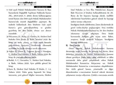 Medeni Usul Hukuku Amfi 2 1. Dönem Part-1 (2020-2021)-DEÜ-Konu Anlatım Kitapçığı