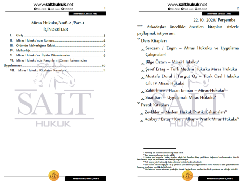 Miras Hukuku Amfi 2 1. Dönem Part-1 (2020-2021)-DEÜ-Konu Anlatım Kitapçığı