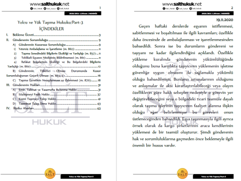 Yolcu ve Yük Taşıma Hukuku 1.Dönem Part-3 (2020-2021)-AKHF-Konu Anlatım Kitapçığı