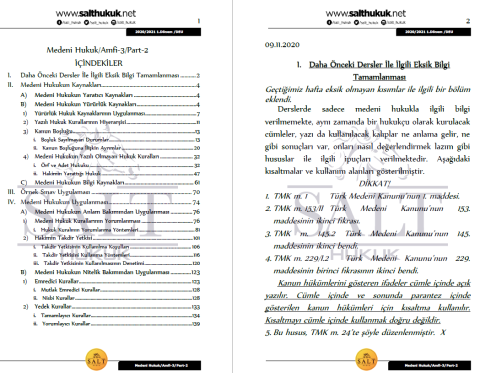 Medeni Hukuk Amfi 3 1. Dönem Part-2 (2020-2021)-DEÜ-Konu Anlatım Kitapçığı