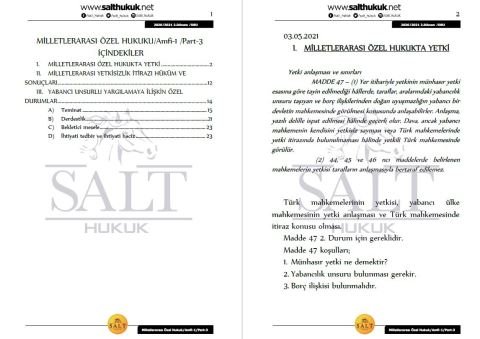 Milletler Özel Hukuku Amfi 1 2. Dönem Part-3 (2020-2021)-DEÜ-Konu Anlatım Kitapçığı