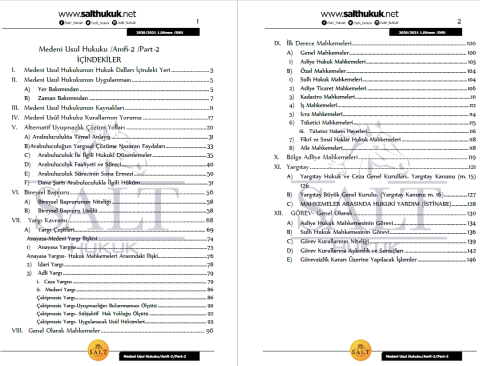 Medeni Usul Hukuku Amfi 2 1. Dönem Part-2 (2020-2021)-DEÜ-Konu Anlatım Kitapçığı