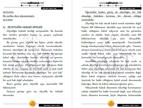 Eşya Hukuku Amfi 2 1. Dönem Part-2 (2020-2021)-DEÜ-Konu Anlatım Kitapçığı